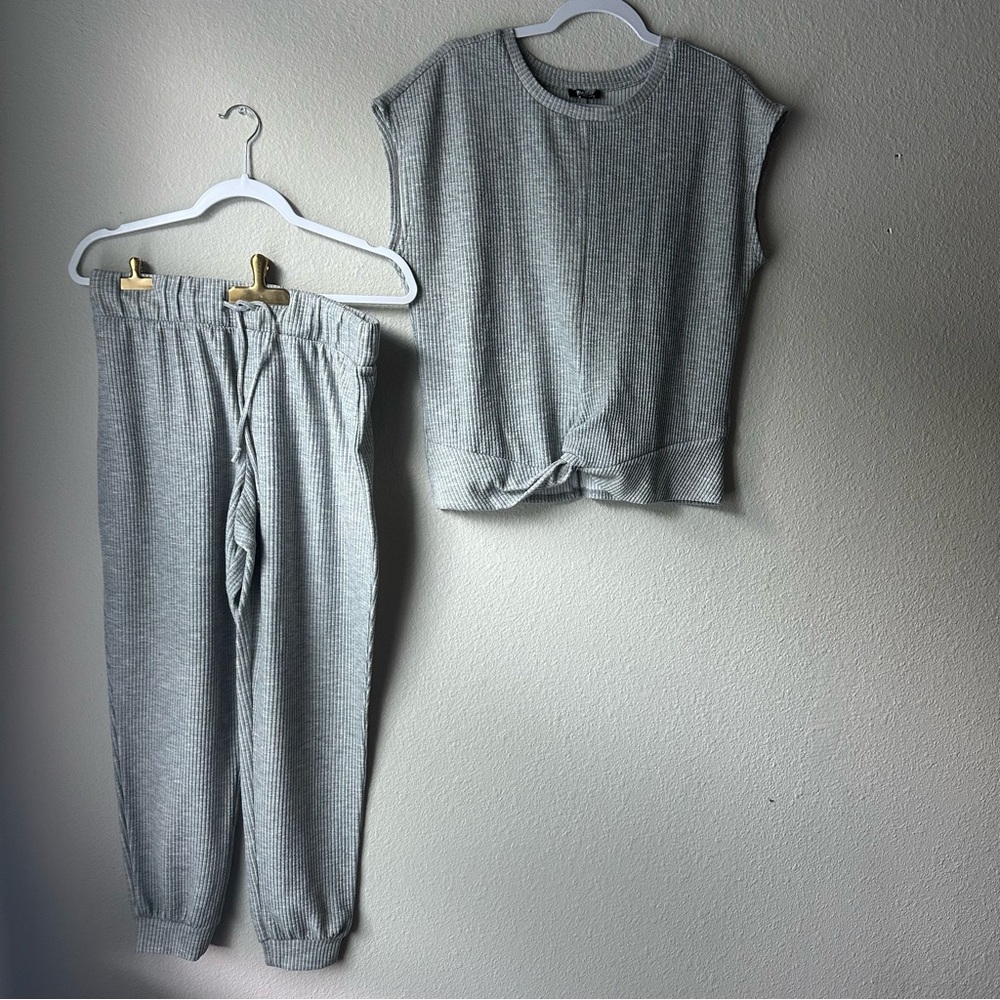 Buffalo David Bitton Gray Ribbed Lounge Set